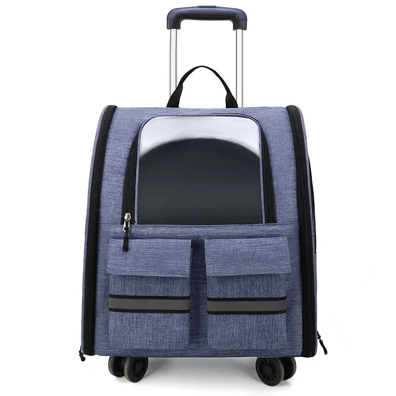 New Oxford Trolley Case Cat Carrier Backpack Travel Pet Bag with Reflective Stripe Outdoor Small Animals Rabbit Kitten Dog Bag