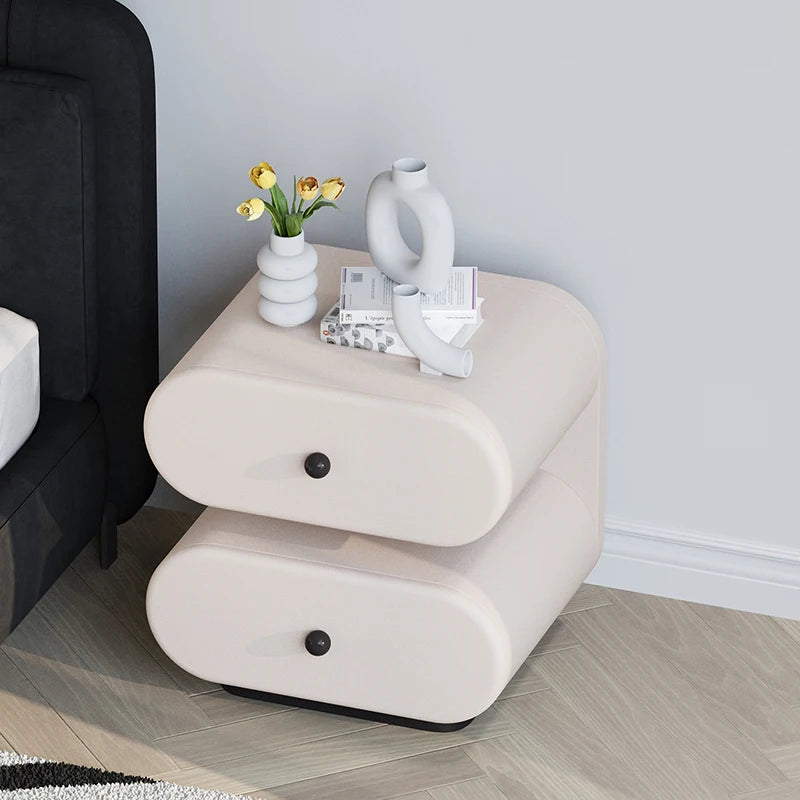 Cream Style Bedside Tables Creative Trendy Space Saving Nightstands Modern Luxury Aesthetic Mesitas De Noche Bedroom Furniture