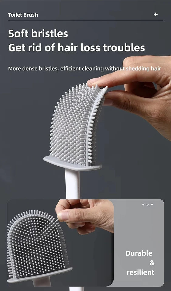 1PC Black Wall Mounted Toilet Brush Silicone Flat Brush Head Toilet Brush Cleaner Brush Set Toilet Cleaning Brush Bathroom