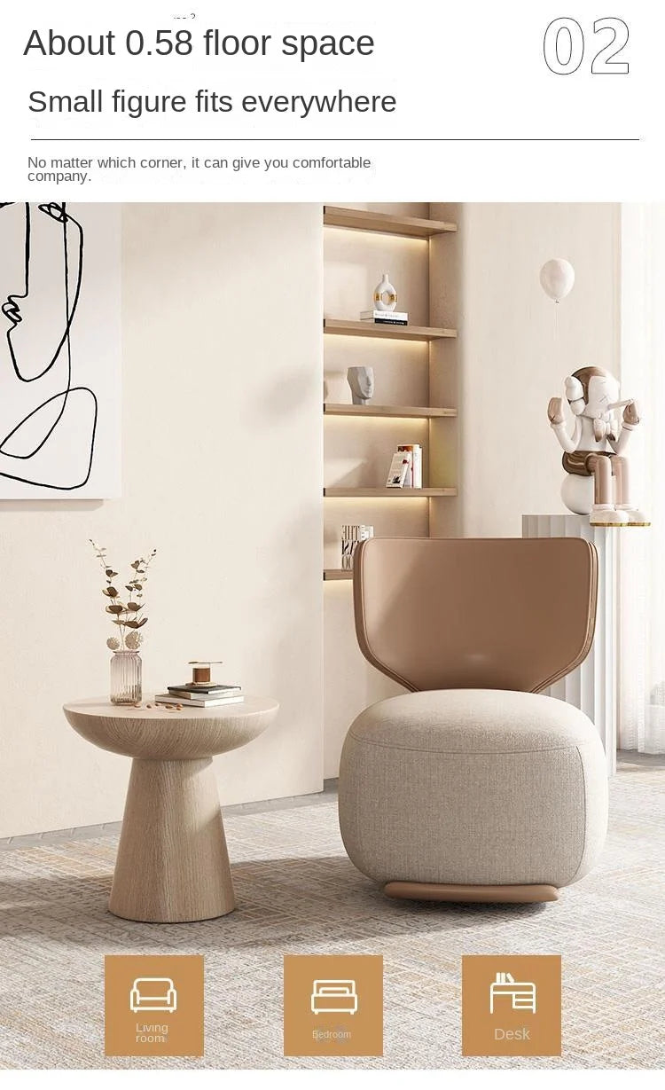 Log Light Luxury First Class Cabin Lounge Sofa Chair Nordic Living Room  Fabric Low Stool Balcony Leisure Armchair 2023 New