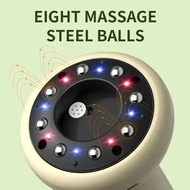 USB Rechargeable Handheld Abdominal Massager with Adjustable Guasha Cupping Intensity for Hot Compress Arm & Leg Massage
