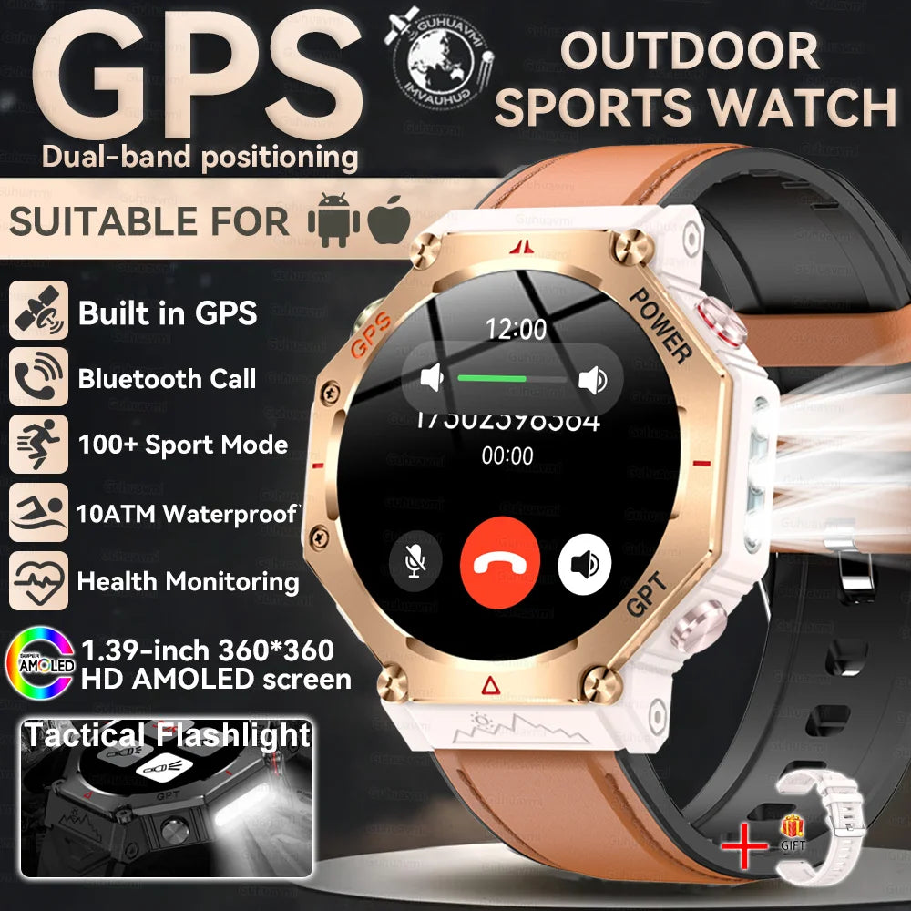 Military Smart Watch T-Rex 3 Bulit-in GPS Compass Altimeter Barometric 10ATM IP69K Waterproof AMOLED Bluetooth Call Smart watch