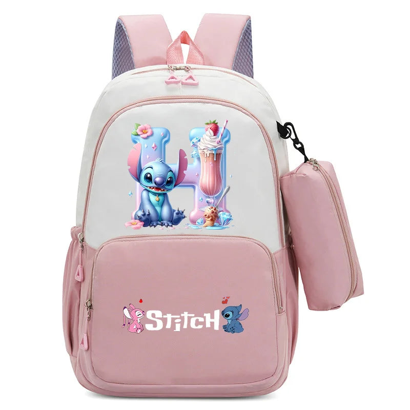 Stitch Disney Girls Schoolbag with Pencil Bags Women Travel Bag New Backpacks for Student Children Large Capacity Bookbag Gifts