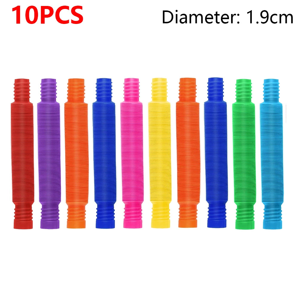 10Pcs Large Pop Tubes Fidget Toys Sensory Toy For Stress Anxiety Relief For Children Adults Learning Toys Toddlers Stretch Tubes