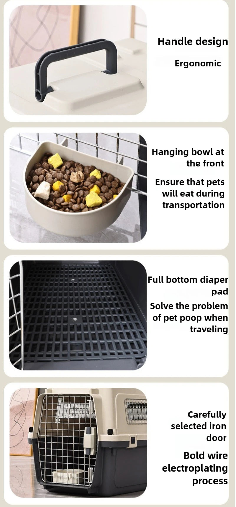 Pet Aviation Case Carrier Rolling Plastic Airline Approved Breathable Pet Cages Wire Door Travel Dog Cat Trolley Case Products