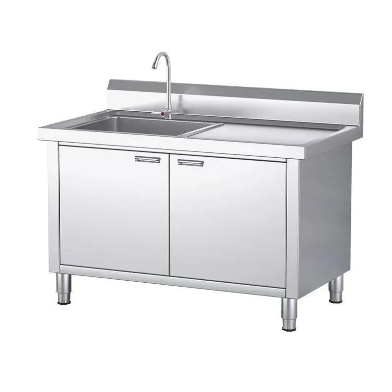 304 Integral Stainless Steel Cabinet Household Simple Kitchen Stove Sink Cabinet Rural Storage Storage Thickened Cupboard
