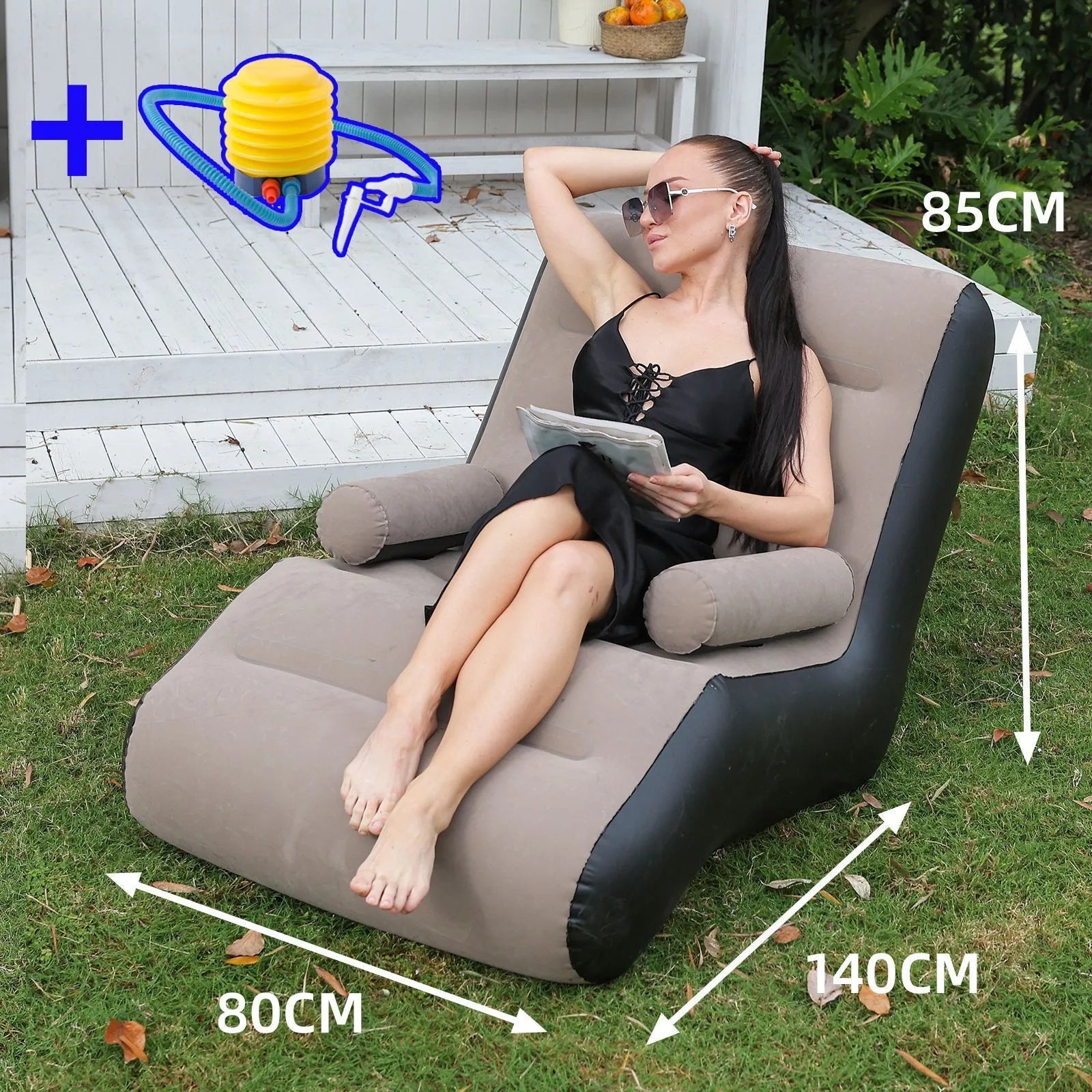 Pvc Flocking Inflatable Sofa Lazy Sofa Recliner Living Room Outdoor Lounge Chair