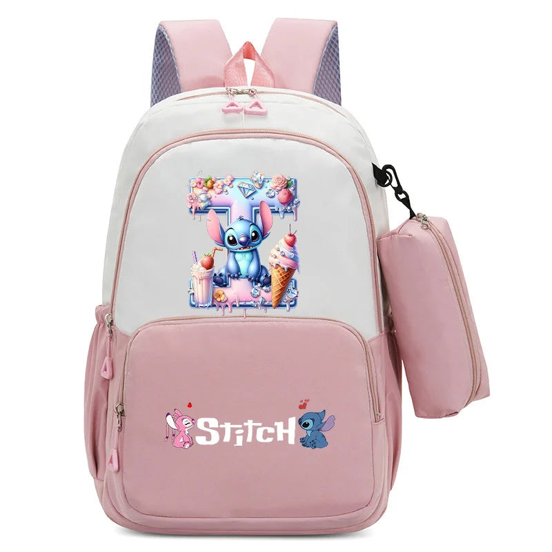 Stitch Disney Girls Schoolbag with Pencil Bags Women Travel Bag New Backpacks for Student Children Large Capacity Bookbag Gifts