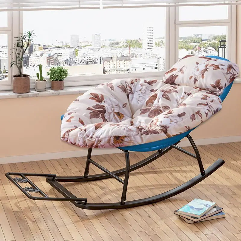 Rocking Recliner Garden Chair Widened Rocking Recliner Rattan Rainbow Rocking Chair Home Living Room Leisure Recliner