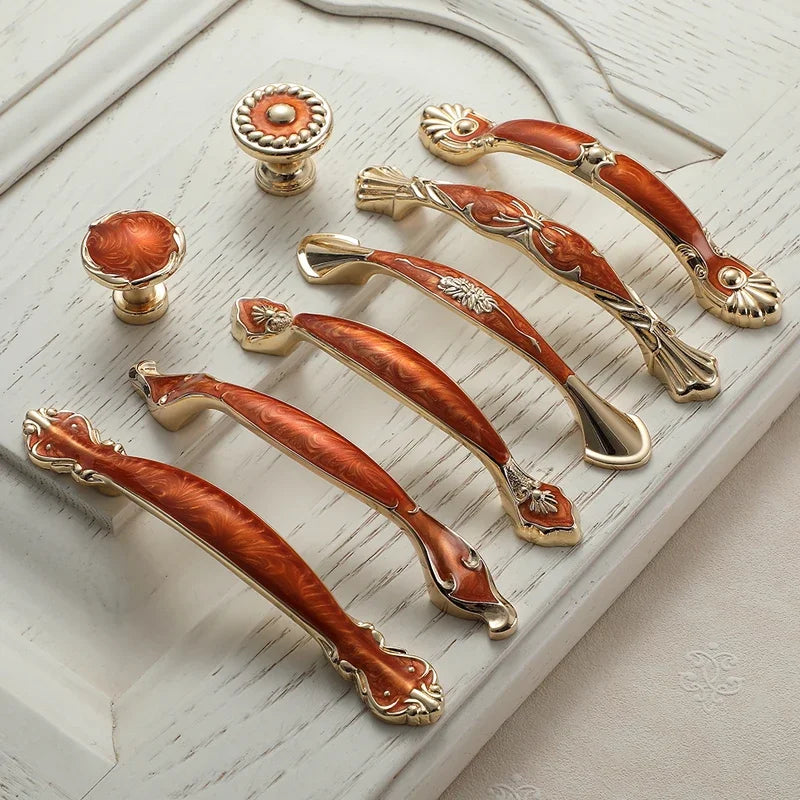 YM Red Amber Cabinet Handles Drawer Knobs for Kitchen Dressers Closets Wardrobe - Furniture Storage Door Pulls