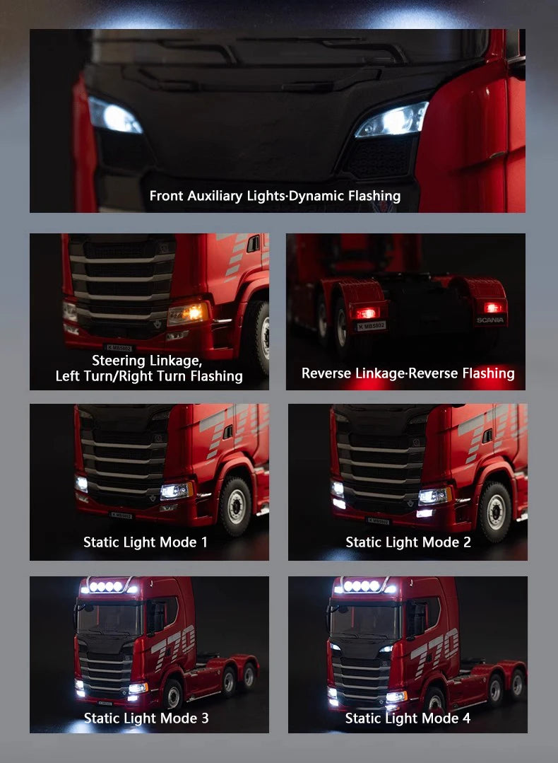 HUINA 1501 770S Alloy Tractor 19CH RC Truck 1/18 2.4G remote control Engineering Trailer Truck with Light and Sound Toys