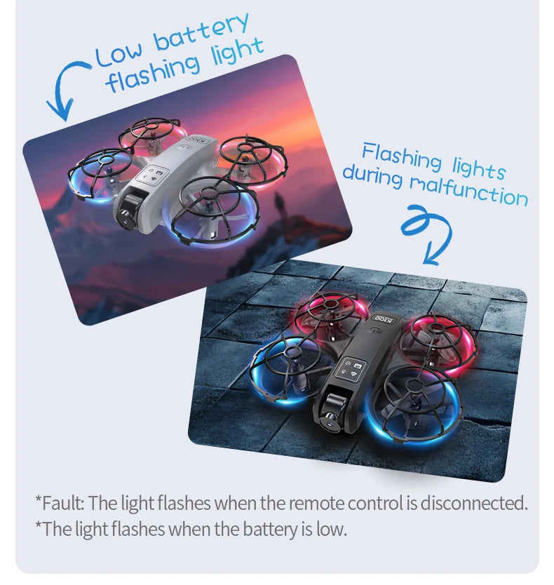 K100 Max Mini RC Drone 4K Professional HD Camera Optical Flow Positioning Colorfuls Dron Foldable RC Quadcopter Toys for Kids