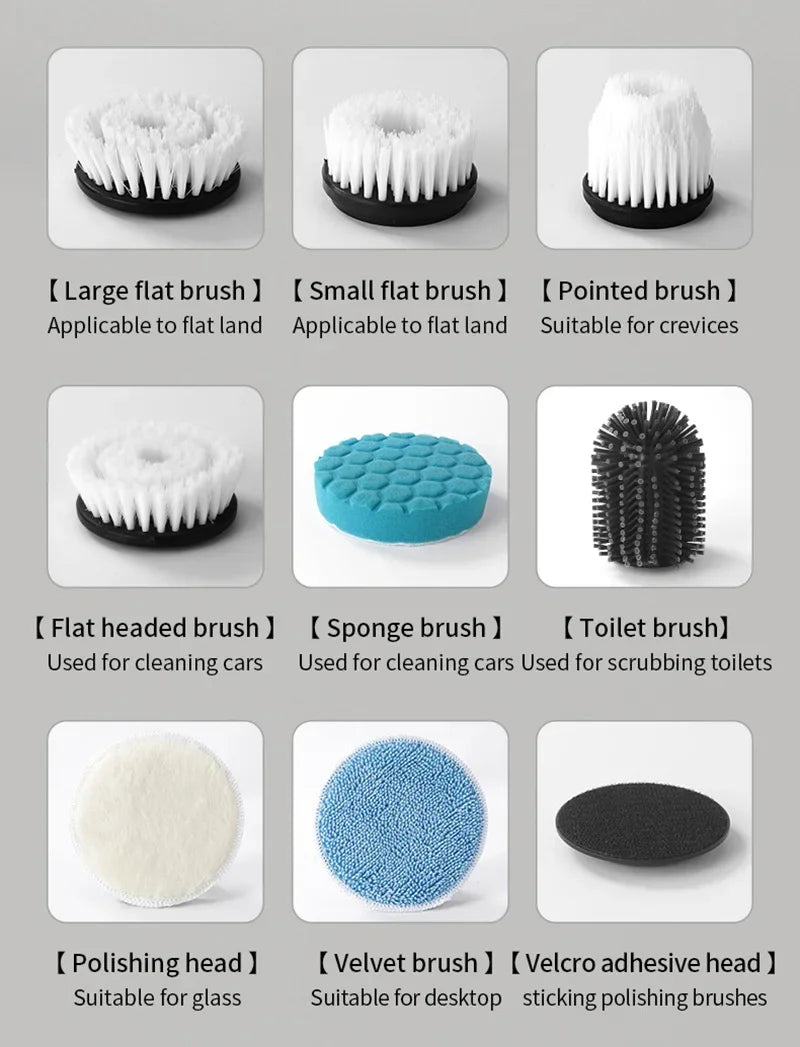 Xiaomi 2000mAh 6-in-1 Electric Cleaning Brush Wireless Electric Rotary Clean Brush Shower Clean 8 Head For Bathroom Kitchen Home