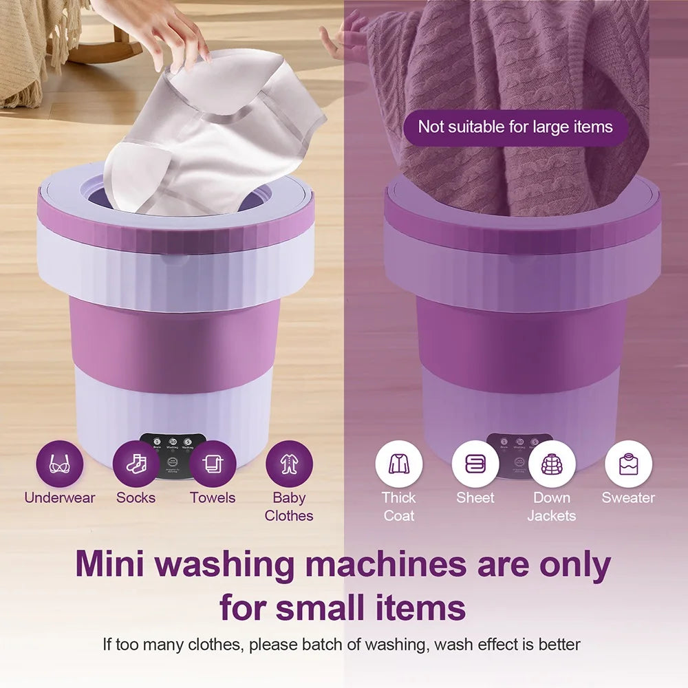 7L Small Folding Washing Machine Portable Washing Machine Automatic Modes Laundry Clothes Laundry Bucket Washing Machine