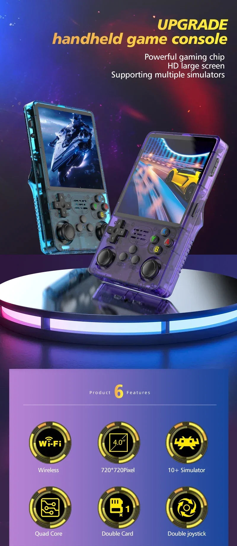 TOP Sale 4"IPS Big Screen R36S Plus Retro Handheld Game Console Linux 64-bit System RK3326 Portable Pocket ARKOS 2.0 R36SPLUS