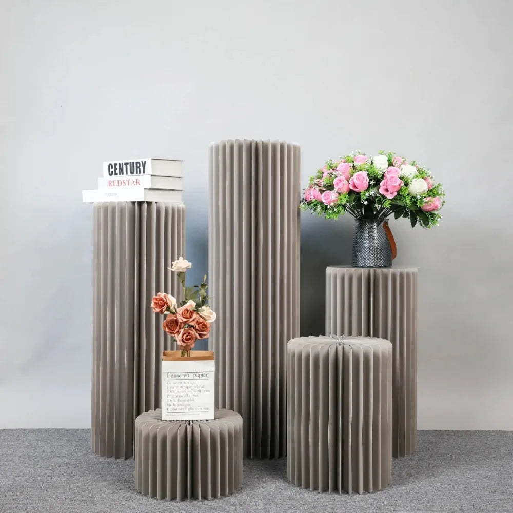 Sturdy Cardboard Column with Clear Acrylic Plate Reusable Cylinder Stands for Party,Cake Stand Pillar for Birthday Dessert Cake