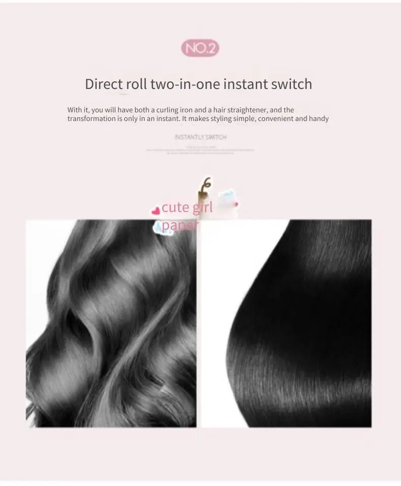 2 In 1 Mini Electric Hair Straightening Curling Iron Set 220V Scald Proof Ionic Hot Comb Hair Styler Travel Hair Styling Tools