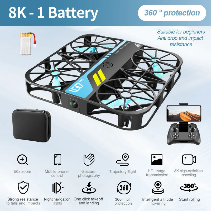 4DRC V37 New Mini 8K Drone with Camera 4K HD Easy To Carry WiFi FPV Dron Pocket Rc Helicopter Quadcopter Family Toys Gift