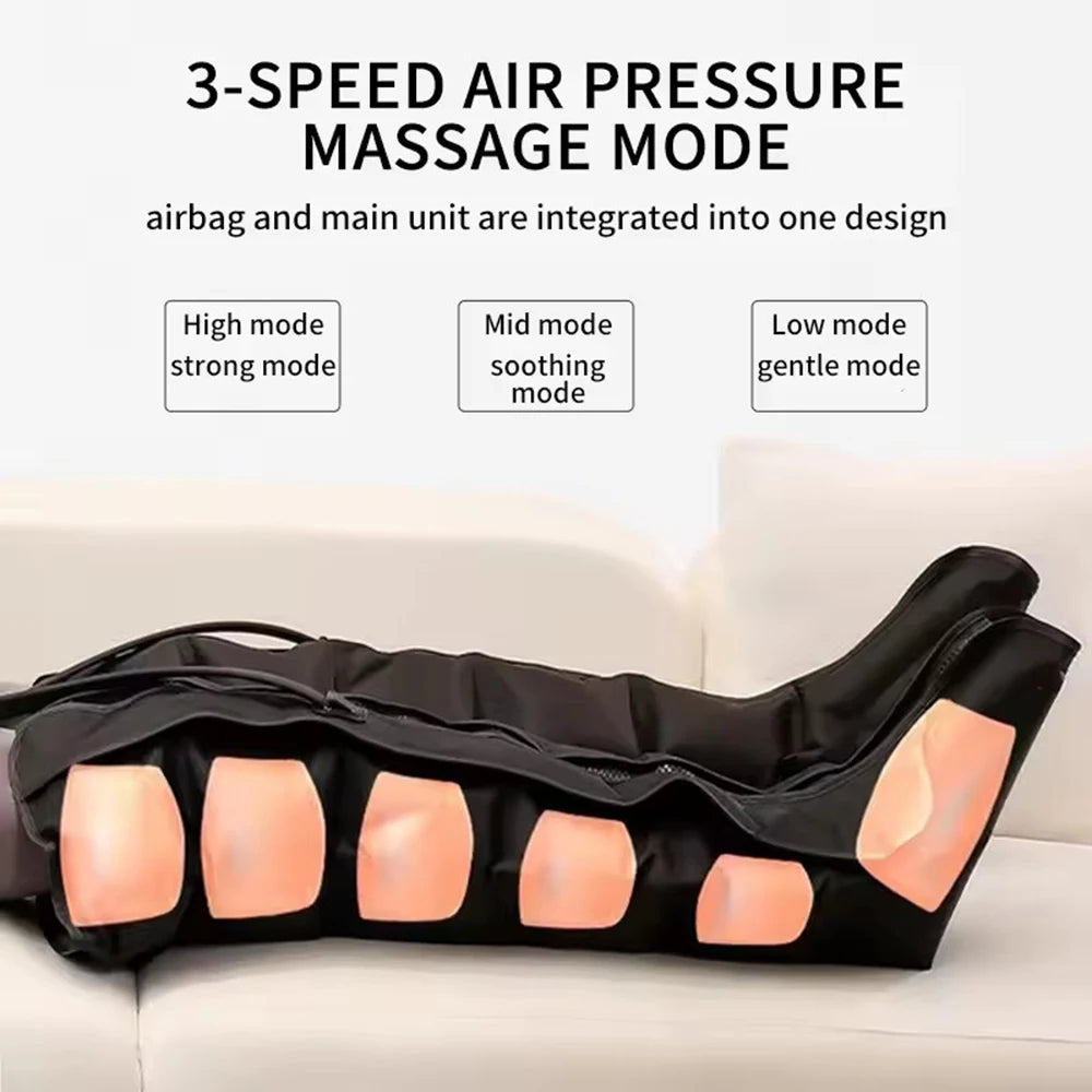 NEW Air Compression Leg Massage 6 Airbag Pneumatic Boots Used for Circulation and Leg Muscle Relaxation to Relieve Varicos Veins