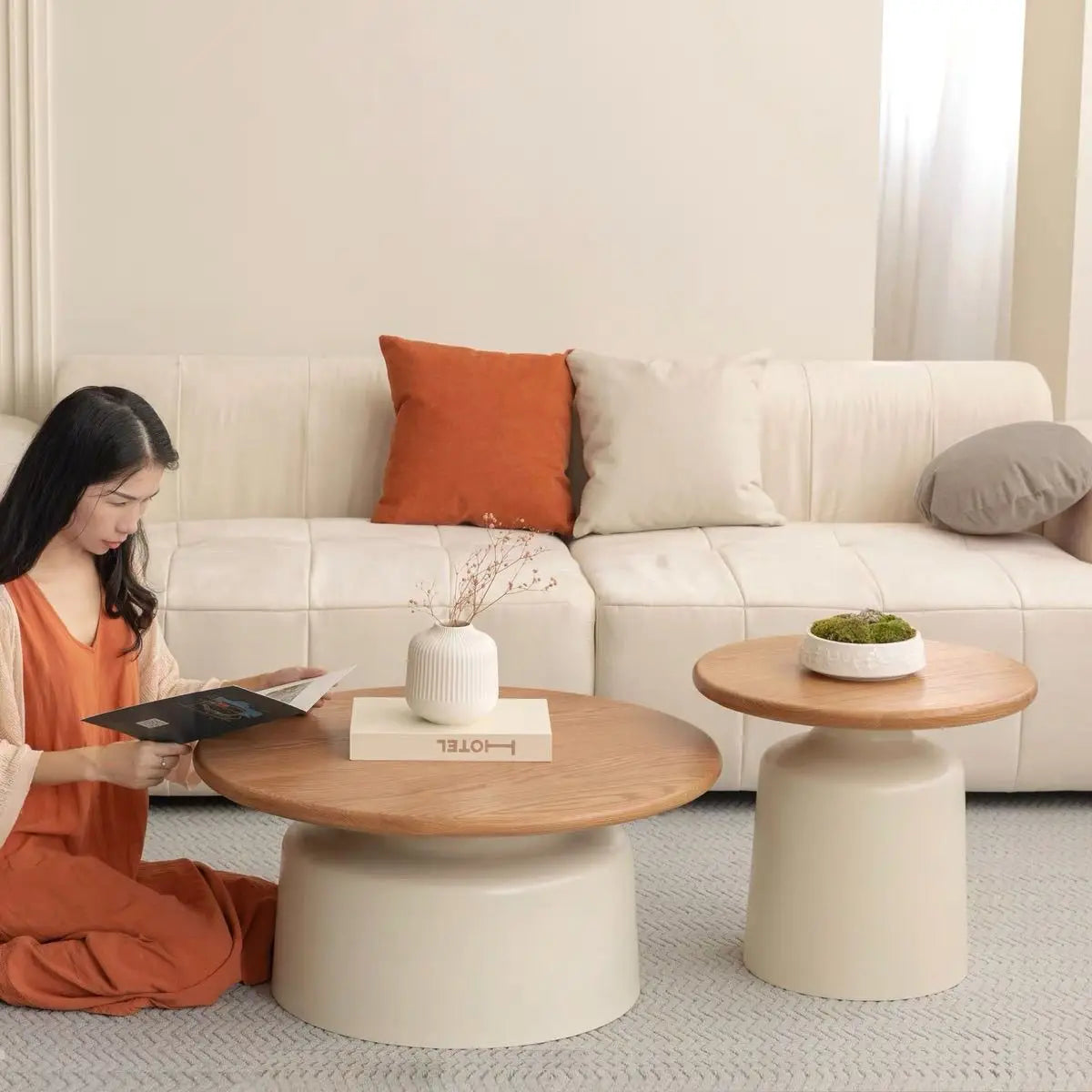 Cream style Martini coffee table, living room, small household, simple iron round shape