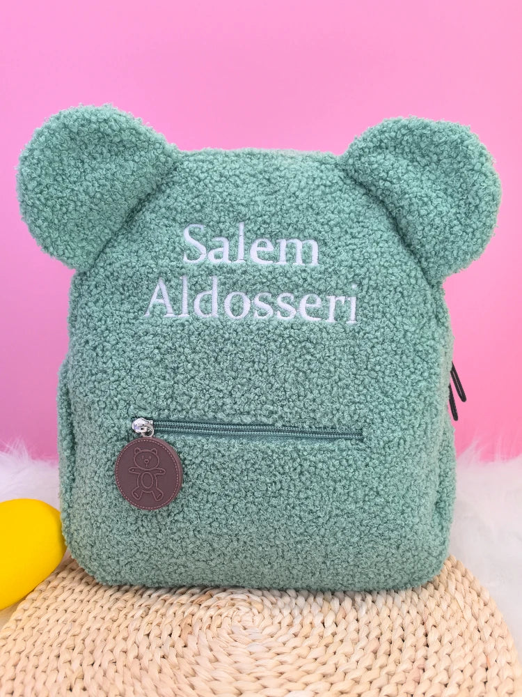 Personalized Custom name Embroidered Newborn letter Nursery Baby Bear backpack Cute cartoon Bag Gifts  Boy Girl children