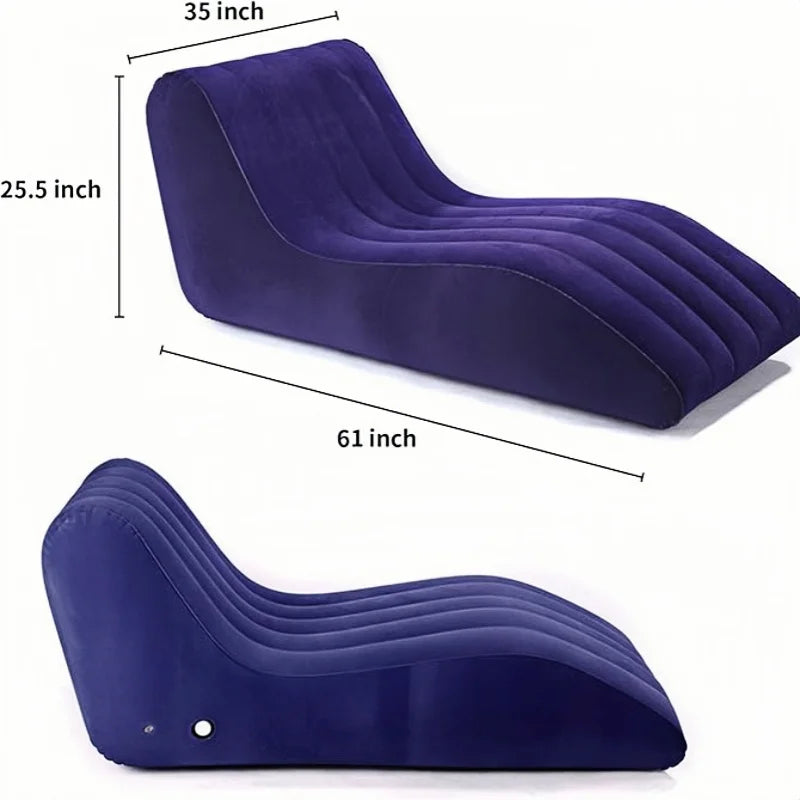 Leisure Inflatable Sofa Thickened Plush Lazy Sofa, S-Shaped Portable Inflatable Sofa Lounge Chair, Leisure and Comfortable Type