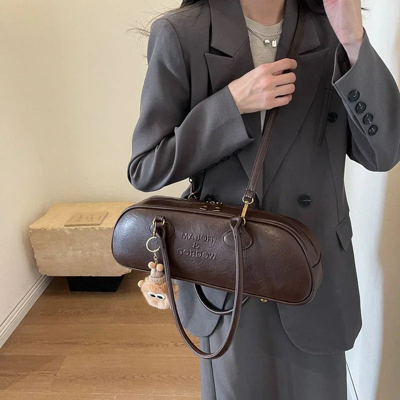 Pu Solid Sewing Zipper Shoulder Bags Soft Baguette Type 2024 High Quality Bags for Women Large Capacity Women's Handbags