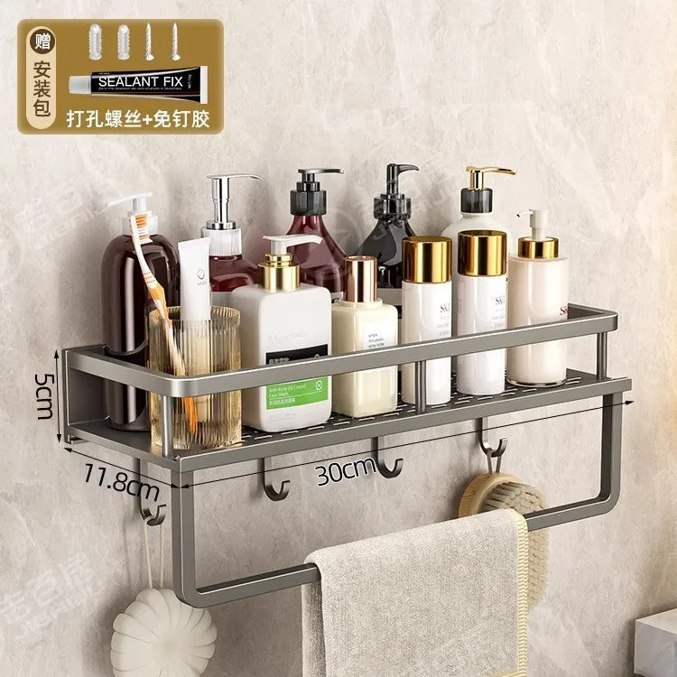 Wall-Mounted Storage Rack No-Drill Bathroom Vanity Shelf for Washroom Balcony Toilet - Organizer Shelf for Kitchen Bathroom