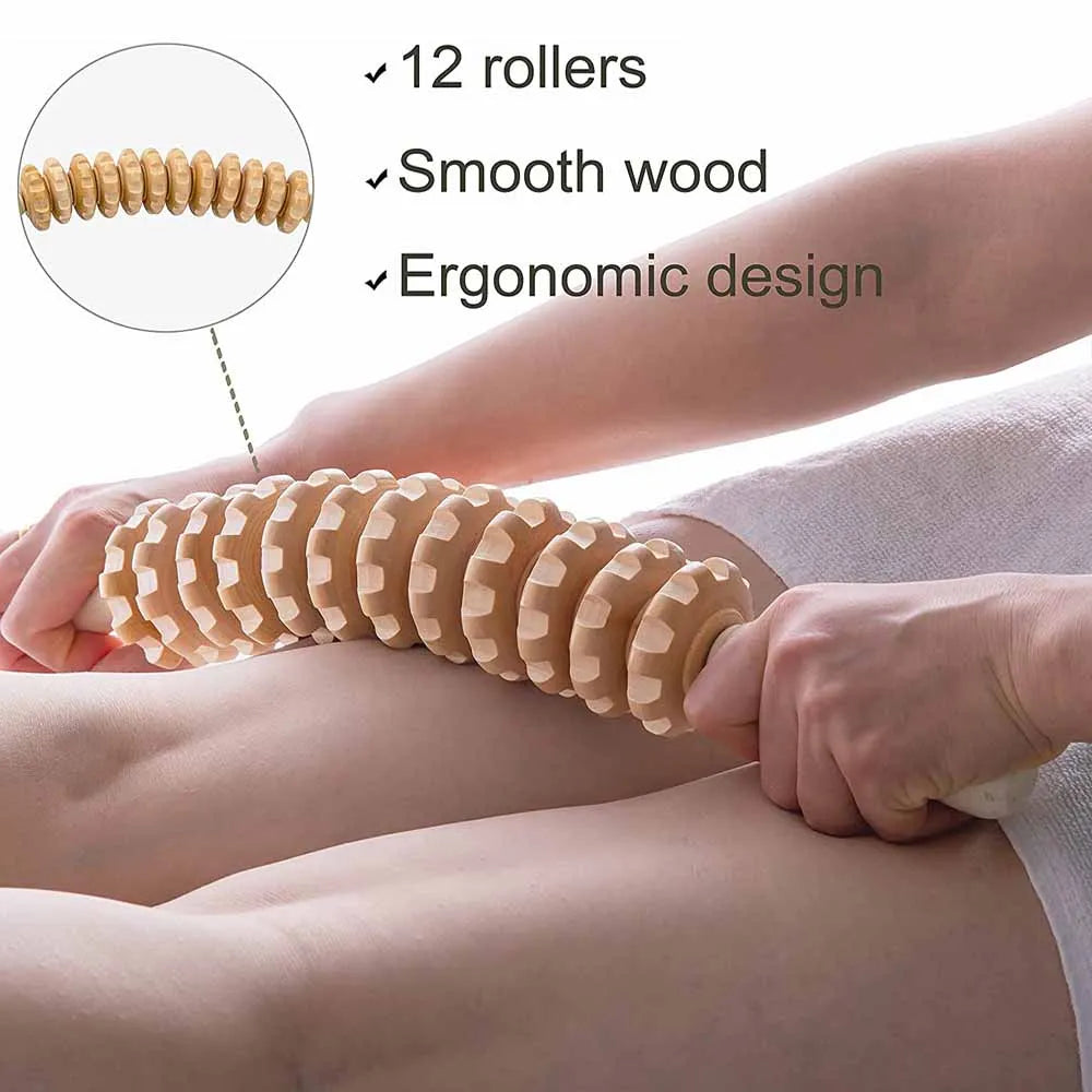 Curved Wood Massage Roller Stick Lymphatic Drainage Wood Therapy Massage Tool Maderoterapia Colombiana Anti Cellulite Massager