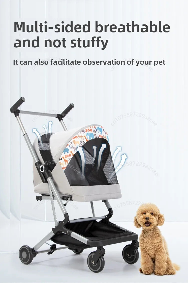 Portable pet stroller Ultra-light and easy to fold Large capacity pet stroller can accommodate two cats at the same time