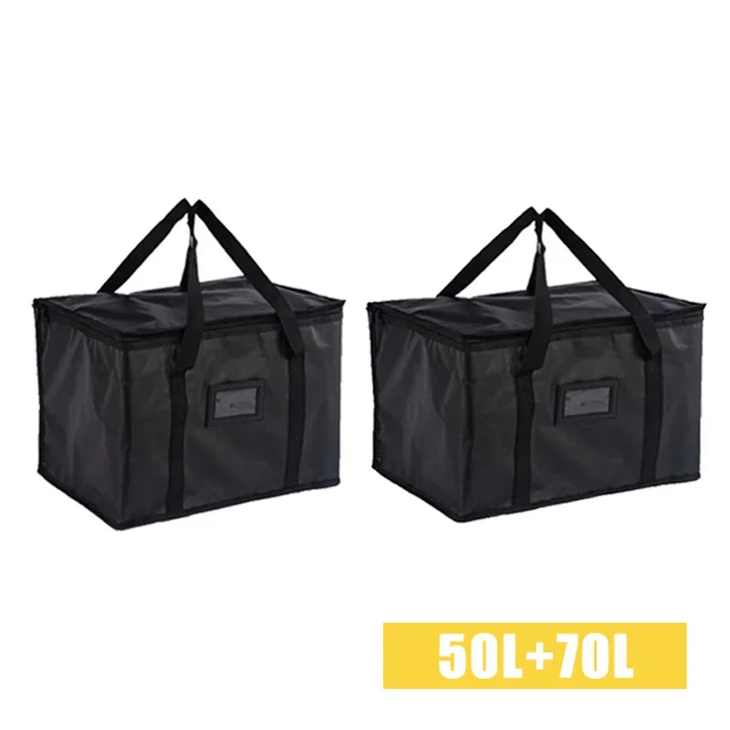 16L-70L Insulated Thermal Cooler Bag Insulation Keep Cold Large Capacity Portable Lunch Bag Zip Picnic Camping Tin Foil Food Bag