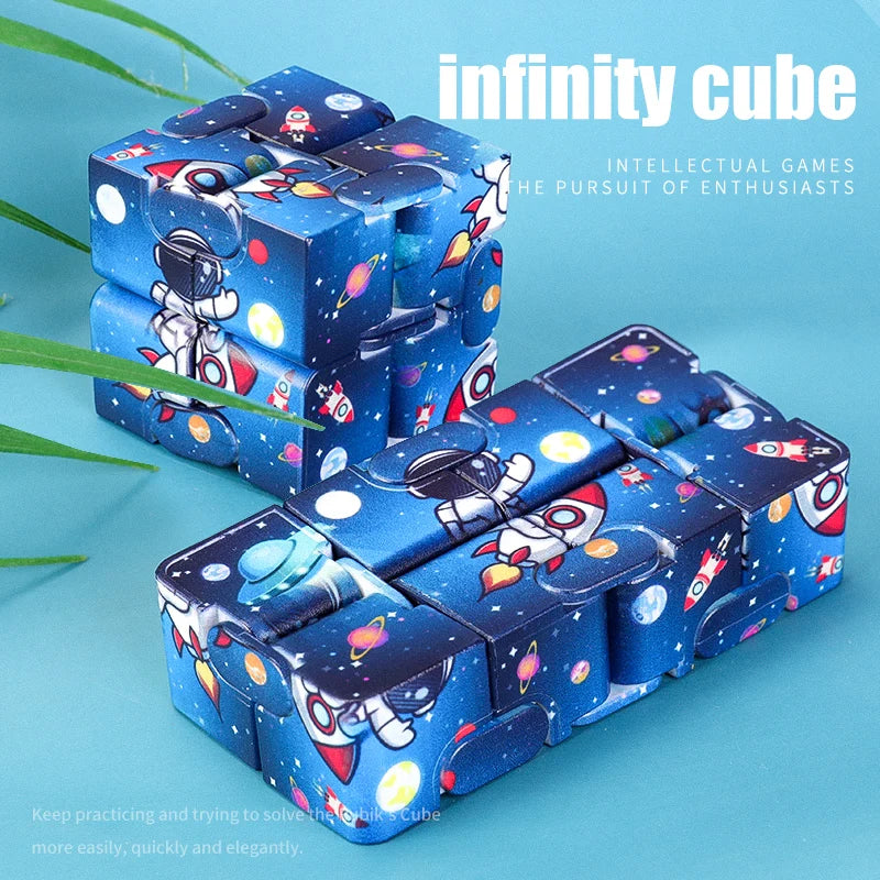 Colorful Infinite Versatile Christmas Fidget Cube Colorful Starry Sky Cube and Fidget Handle Toy Set