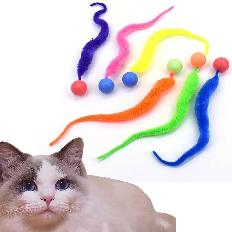 Cat interactive toys Tickle Cat Colorful Bouncing Ball Pet Supplies Puzzle Teasing Indoor Cat Worm Caterpillar Elastic Toy