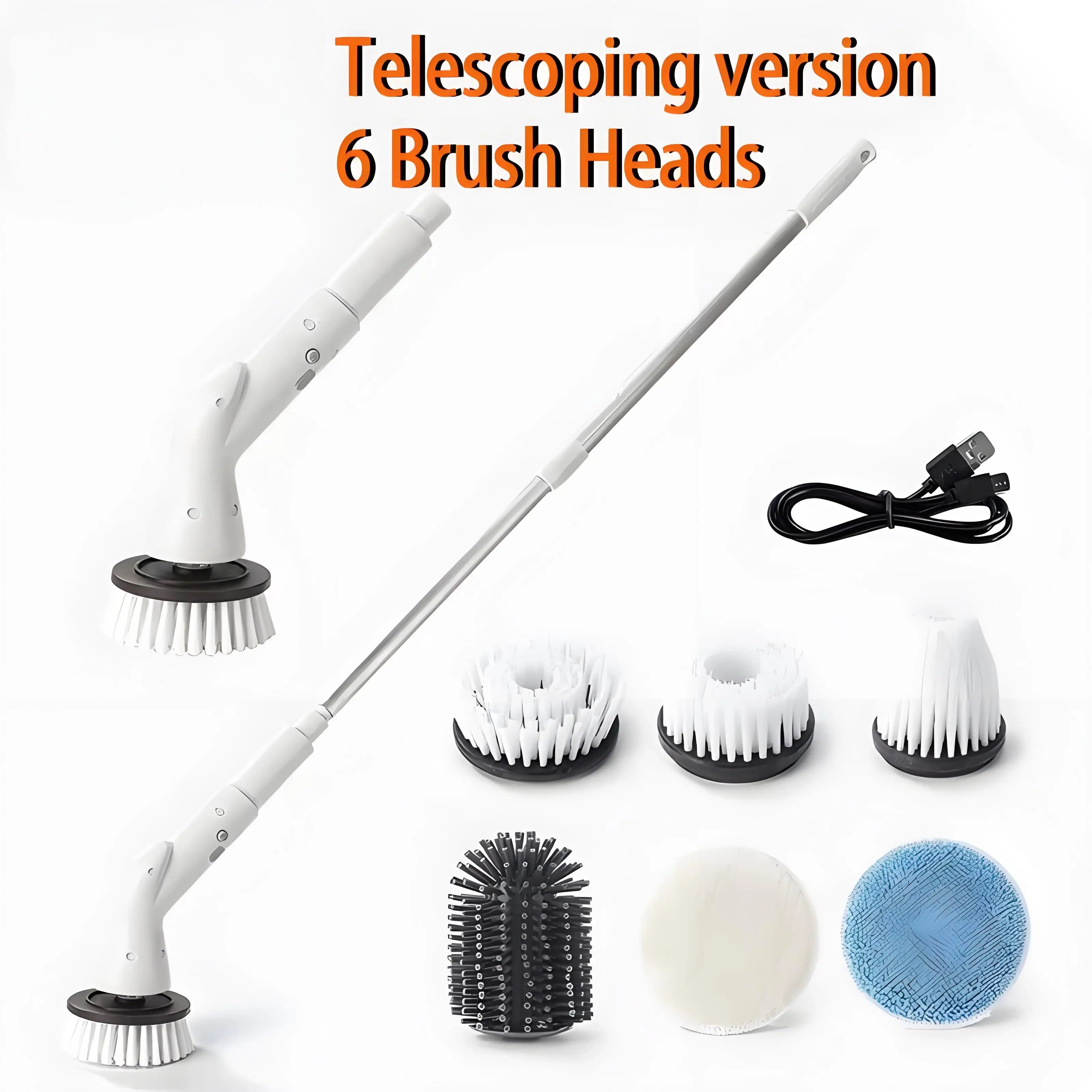 New 2000mAh 6-in-1 Electric Cleaning BrushWireless Electric Rotary Clean Brush Shower Clean Brush Kitchen Bathroom Home