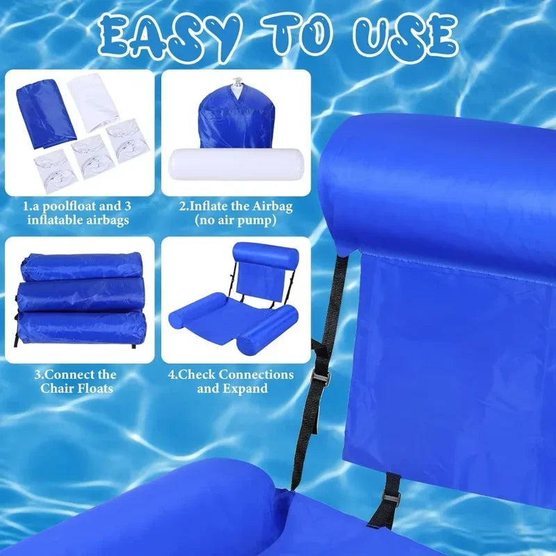 Three Tube Inflatable Lounge Chair, Foldable Colorful Patterned Float, Water Play Lounge Chair, Floating Bed Sofa