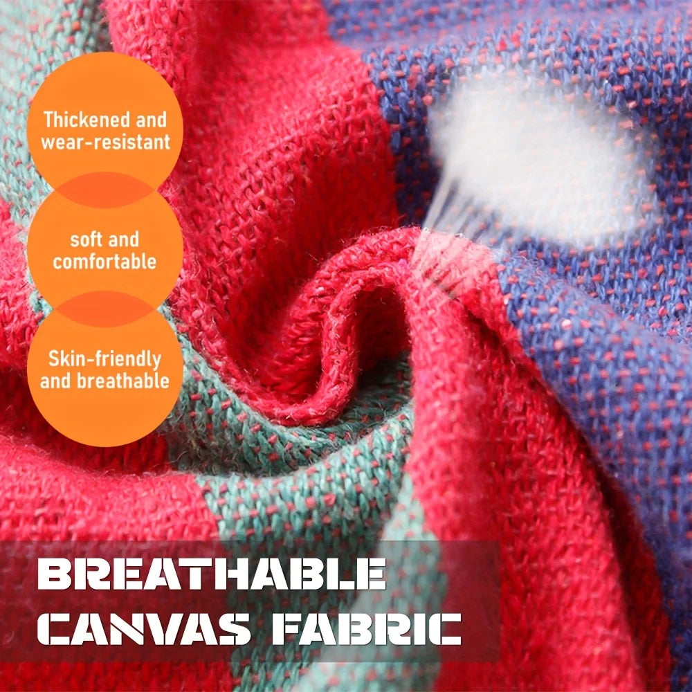 450lb Heavy-Duty Kapok Filled Cotton Camping Hammock - Upgraded Thickened 320G Durable Canvas Fabric, Anti-Roll Balance Beams