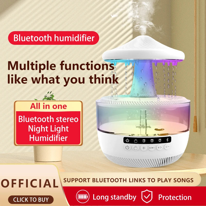 Cloud Rain Humidifier Colorful Mushroom Cloud Rain Drop Bedroom Sleep Night Light Rain Aromatherapy Machine Humidifier