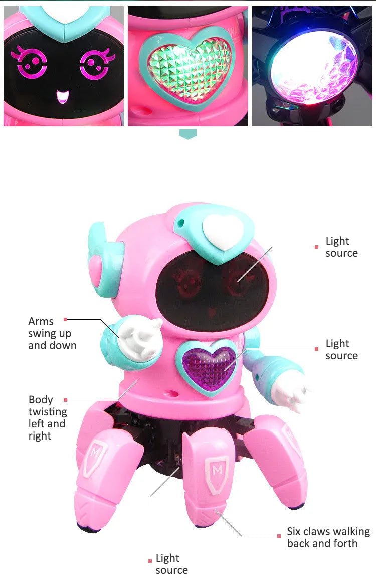 Dancing Six-claw Fish Robot Electronic toy Pet Funny Walking With Music Lightd Interaction Toys for Kids Boys' Birthday Gifts