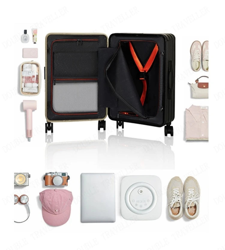 New Mid-Width Draw-Bar Luggage Large Capacity Travel Password Suitcase ABS+PC Fashion Travel Suitcase on Wheels