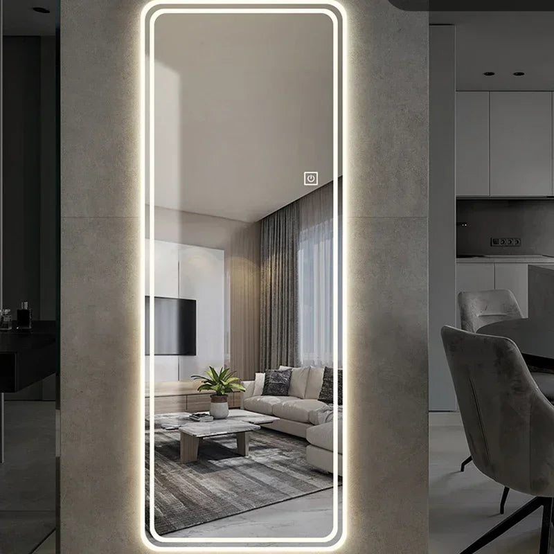 Bathroom Mirror Aestheti Full Length Hallway Large Floor Mirror Quality White Espelho Redondo Home Decorating Itemson sale
