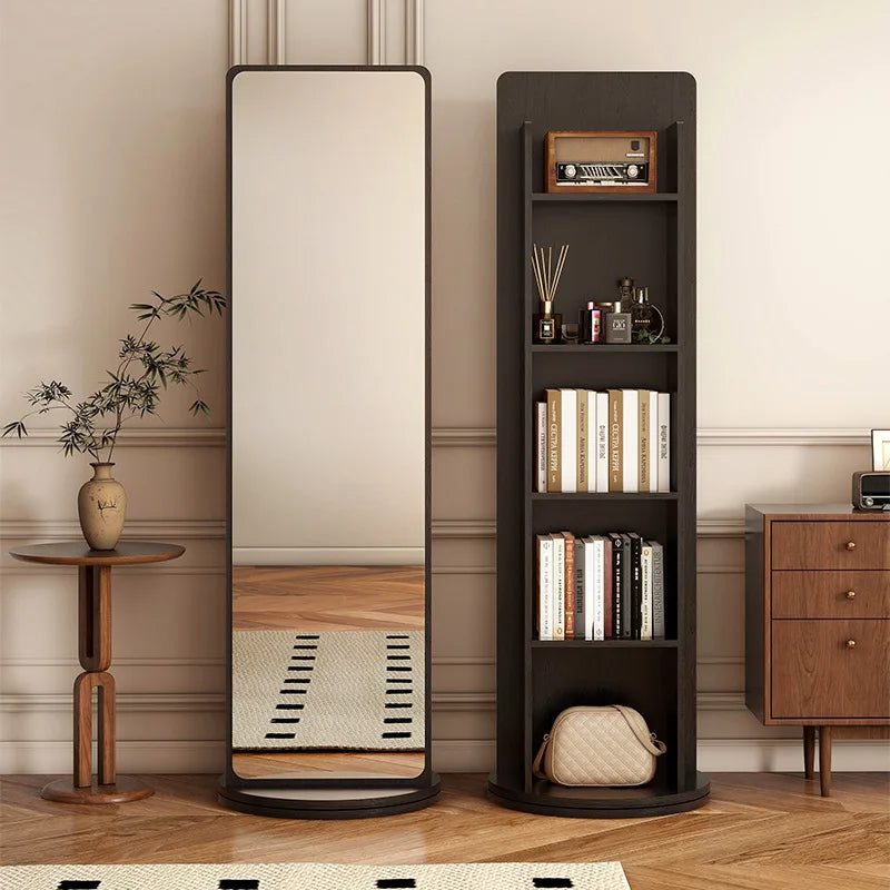 Removable magazine bookshelf rotating full-length mirror vertical full-body floor rotating storage integrated fitting mirror