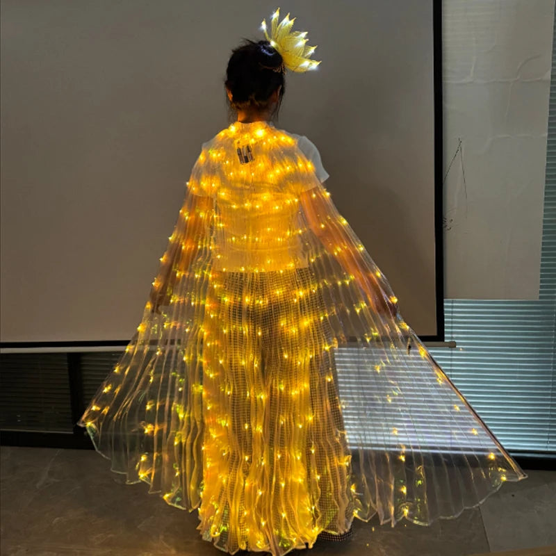 LED Luminous Butterfly Wing Belly Dancing Performance Costumes Stage Show Christmas Party Lighting Cloak Luminous Butterfly Wing