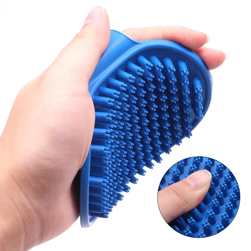 Cat Grooming Comb Dog Bath Brush Pet Grooming Shedding Soothing Massage Rubber Bristles Comb with Adjustable Ring Handle