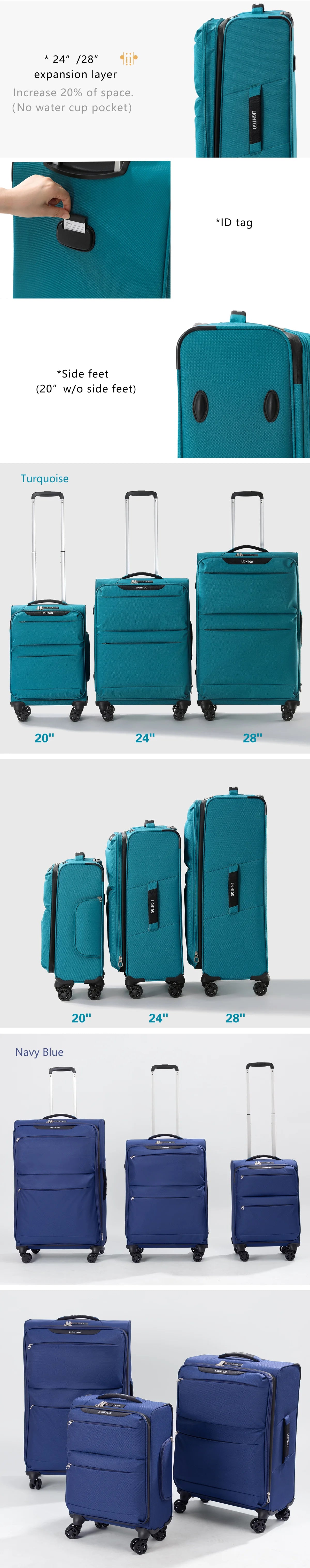 LightGo Ultra Lightweight Waterproof Expandable Large Capacity Suitcase 8 Wheel Silent Spinner Fashion Check in Luggage Carry-on