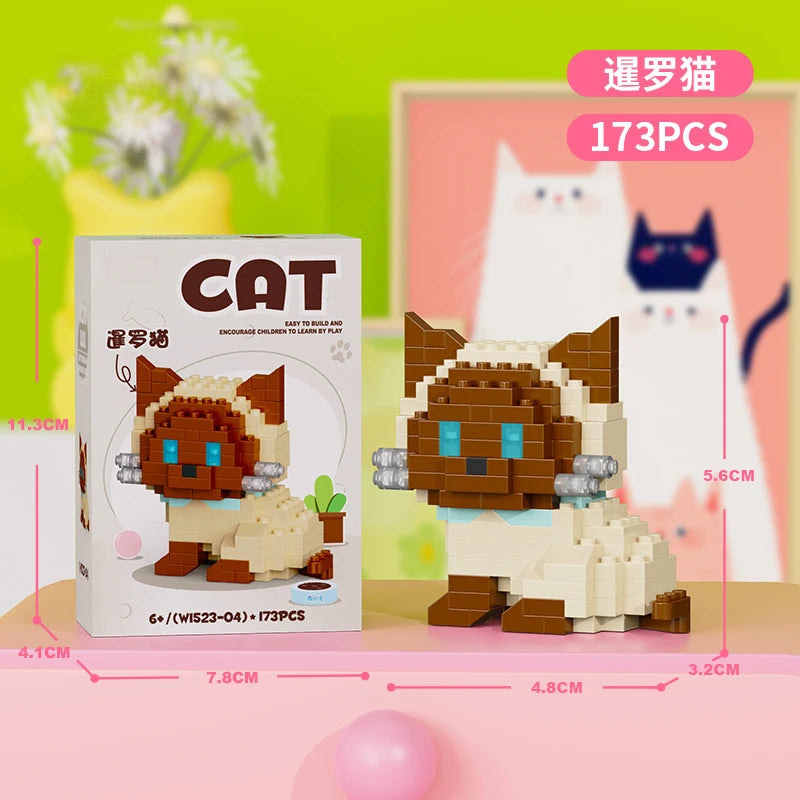 Cat Micro Diamond Small Particles Assembled Building Blocks Animals Mini Brock Building Construction Toys for Kids Boys  9 to 12