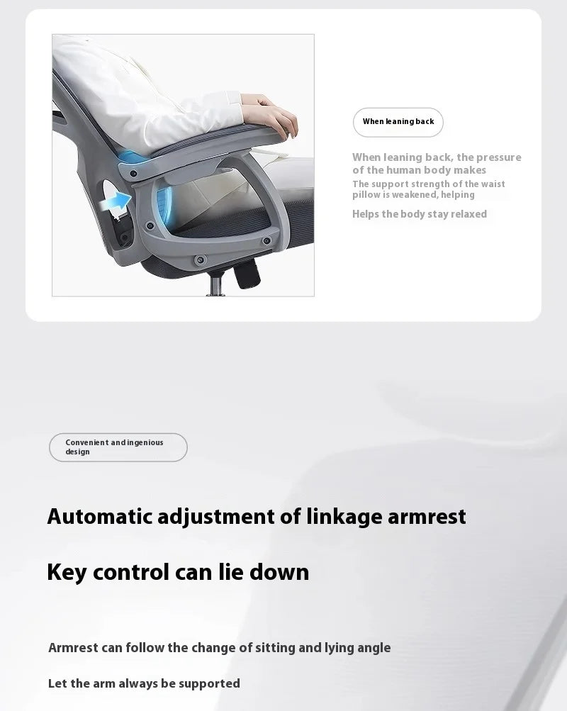 Ergonomic Office Chair Liftable Mesh Computer Chair with 4D Lumbar Support Home Office Swivel Chair with Latex Seat Cushion