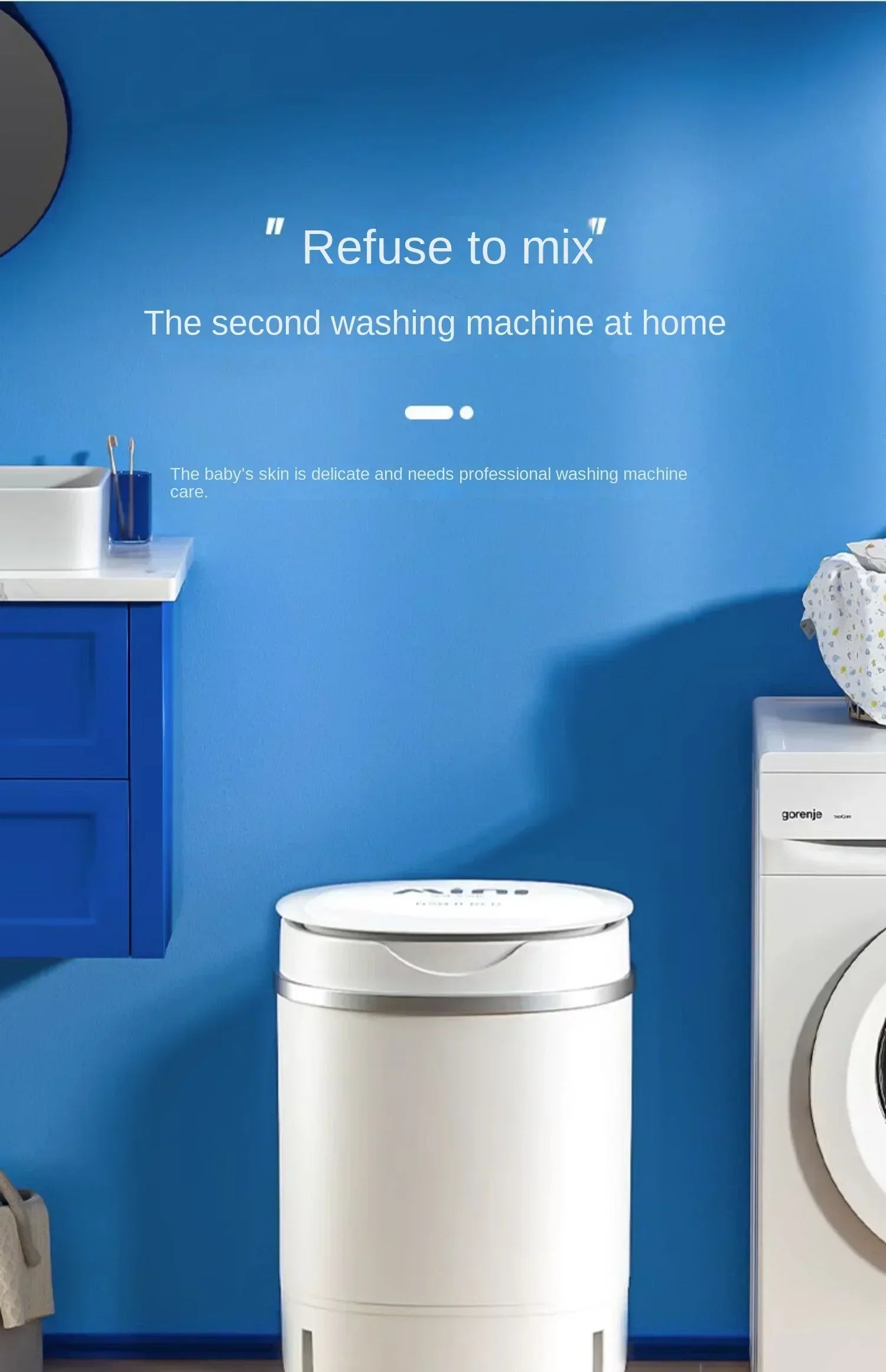 220V VCJ Single Tub  Washing Machine| Mini Laundry Washer for Baby and Child Clothes DW