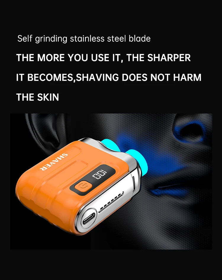 Mini Electric Smart Shaver Household Car Shaver Digital Display Dual Blade Rechargeable Shaver Powerful Beard Trimmer Tool