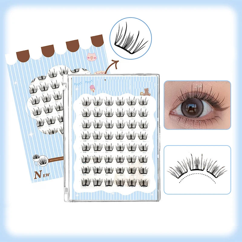 Glue-Free Featherlight Eyelash Strips Ultra Thin Invisible Lashes Easy Snap-On Clusters for Natural Everyday Look Whispy Soft