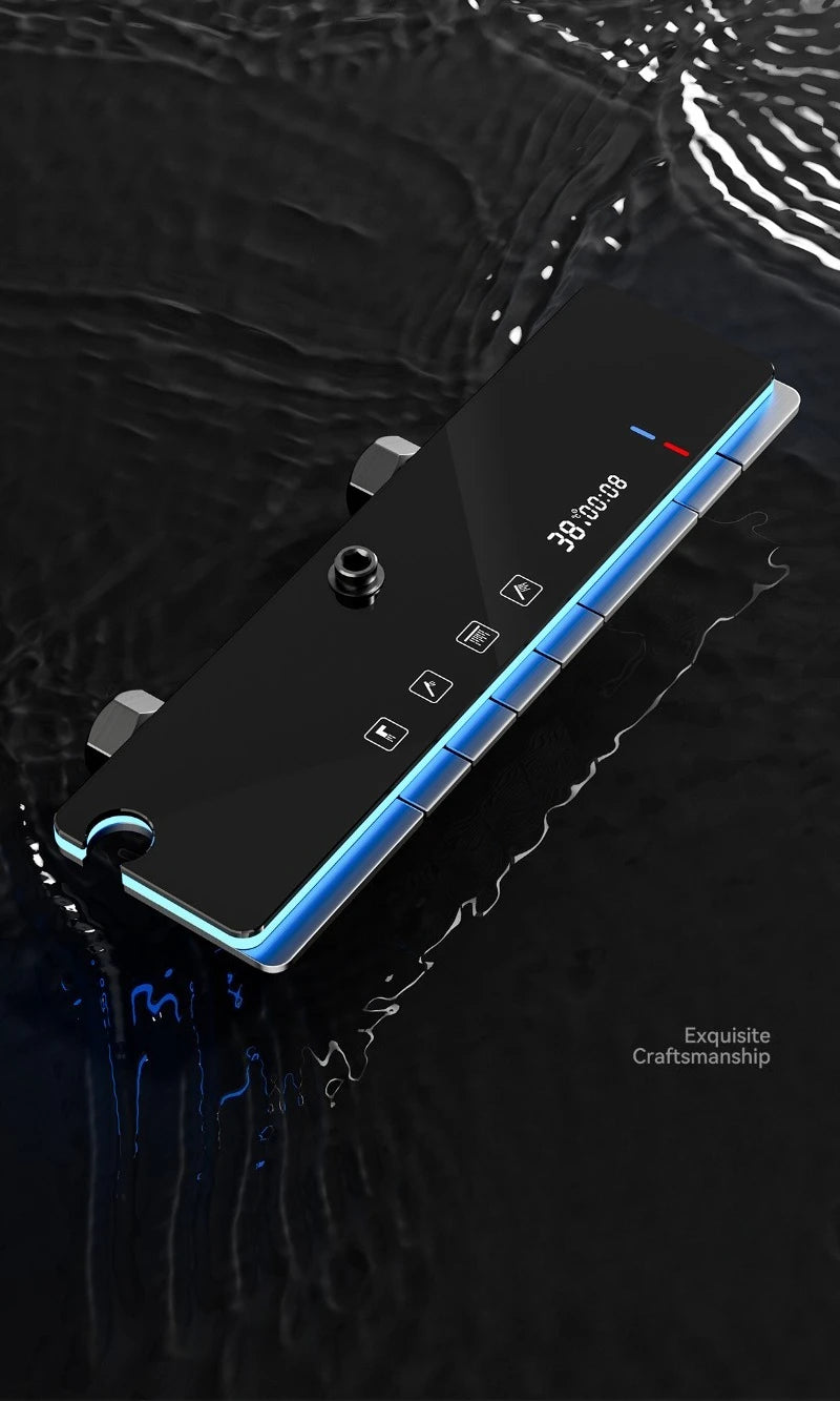 Grey Four Mode Shower System Intelligent Digital Bathroom Shower Faucet Set Temperature Display Rainlfall Bathroom Shower Set